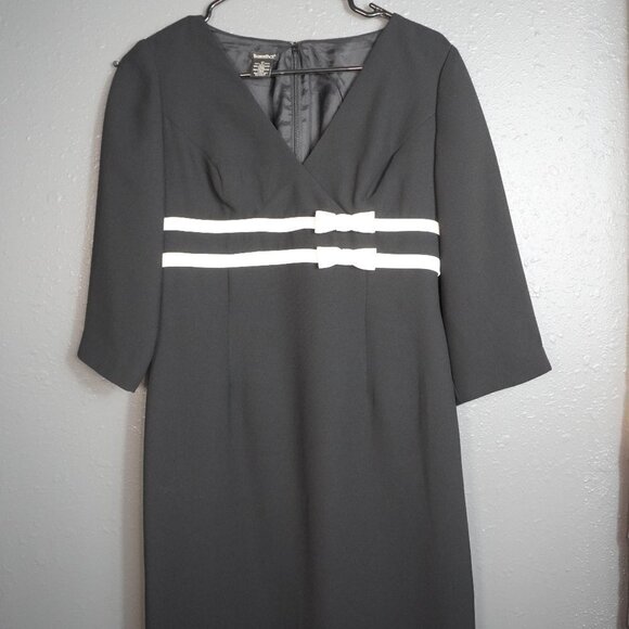 Barrie Pace Dresses & Skirts - Barrie Pace Women Black V Neck Midsleeve Bow Tie Formal Or Casual Dress Size 4P
